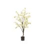 Árbol de cerezo artificial JANKFUN con flores, tronco artificial, blanco, 135 cm