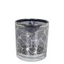 Portavelas de cristal para velas de té LEONILLE con motivo de hoja esquelética, negro-mate-plata brillante, 7 cm, Ø 7 cm
