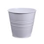 Jardinera redonda MICOLATO con ranuras, zinc, blanca, 13cm, Ø15,5cm