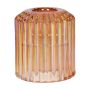 Portavelas de cristal GIORGINO con estrías, color melocotón iridiscente, 6 cm, Ø 5,5 cm