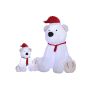 Decoración XXL de oso polar CASIMARO, hinchable, de pelu, con LED, blanco, 165x170x183cm