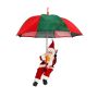 Papá Noel colgante SISSON con paraguas, LED, rojo y verde, 77 cm, Ø 70 cm