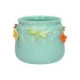 Macetero KIMANA de cerámica, mariposas y libélulas en 3D, azul-amarillo-verde-naranja, 12,5 cm, Ø 15,5 cm