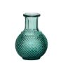 Jarrón de botella de cristal DONKA con diseño de rombos, turquesa transparente, 11,5 cm, Ø 8,5 cm