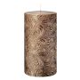Vela VALENTIANO, diseño floral, oro rosa, 13cm, Ø6,8cm, 52h - Fabricado en Alemania