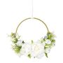 Corona de flores artificiales de peonía y campanilla KEFRO, blanca, Ø 25 cm