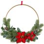 Corona decorativa de flores de estrella de Navidad KIRLO, bayas, piñas, roja, Ø 40 cm