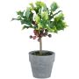 Planta artificial Ilex BLAHIN, tronco artificial, bayas, maceta decorativa, verde-rojo, 20 cm