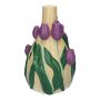 Jarrón LIMEA de dolomita, tulipanes en 3D, beige-lila-verde, 21,6 cm, Ø 13,3 cm