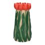 Jarrón LIMEA de dolomita, tulipanes en 3D, beige-rojo-verde, 24,5 cm, Ø 12,5 cm