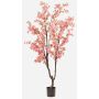 Árbol de cerezo artificial JANKFUN con flores, tronco artificial, rosa, 210 cm
