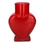 Jarrón de cristal FILIPA con forma de corazón, con pie, rojo-transparente, 15,5x8x22cm
