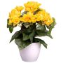 Flor artificial begonia SYLINA, maceta decorativa blanca, color amarillo, 30 cm