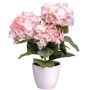 Flor decorativa Hortensia SLORFIN en maceta decorativa blanca, color rosa, 30 cm