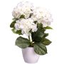 Flor decorativa Hortensia SLORFIN en maceta decorativa blanca, color blanco, 30 cm