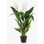 Planta artificial de una hoja RANIESO, maceta decorativa, flores, blanco, 90 cm