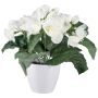 Flor artificial begonia TROVEN en maceta decorativa, blanca, 24 cm