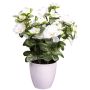 Flor artificial Azalea FRALVI en maceta decorativa, blanca, 26 cm