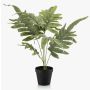 Helecho artificial SCORPI en maceta decorativa, gris verdoso, 60 cm