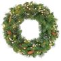 Corona de abeto artificial WISCONSIN, decorada con dorados, purpurina, LED, Ø60cm