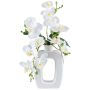 Orquídea Phalaenopsis artificial DRUKLON, jarrón de cerámica, raíces, blanco, 40 cm
