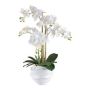 Orquídea Phalaenopsis artificial STONFER, maceta decorativa blanca, raíces, blanca, 70 cm