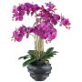 Orquídea Phalaenopsis artificial STONFER, maceta decorativa negra, raíces, lila, 70 cm