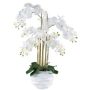 Orquídea Phalaenopsis artificial STONFER, maceta decorativa blanca, blanca, raíces, 90 cm