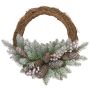 Corona de Navidad artificial RAVENNA, verde, con nieve, frutos, Ø40cm