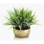 Carrizo artificial NIBORI en maceta de cerámica dorada, verde, 35cm