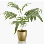 Helecho epífito artificial SCORPI en maceta de cerámica dorada, verde-gris, 65cm