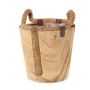 Jardinera de madera DABIH con asas de cuerda, marrón, 19cm, Ø20cm