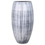 Florero de cerámica ULICIA con rayas, blanco-negro, 45cm, Ø23cm