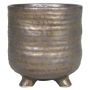 Maceta de cerámica OISIN con patas, con ranuras, bronce, 17cm, Ø16cm