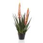 Planta de aloe vera artificial SUSUMI con flores, maceta decorativa, naranja-verde, 80cm