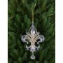 Colgante acrílico de lirio heráldico AZARIEL, purpurina, transparente-oro, 15cm