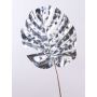 Hoja artificial de Philodendron Monstera Deliciosa AMETS, plata, 90cm