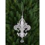 Colgante acrílico lirio heráldico AZARIEL, purpurina, plata, 15cm