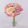 Ramo de flores artificiales FOUDILA, rosas hortensias, crema-rosa, 25cm