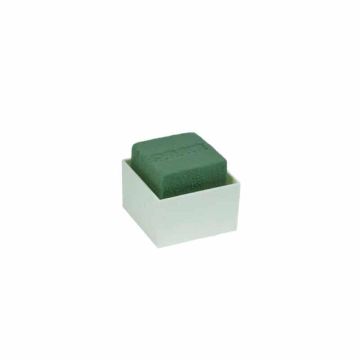 OASIS® Esponja húmeda rectangular para arreglos florales, en bandeja de plástico, verde crema, 6 x 6 x 5,5 cm