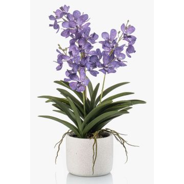 Orquídea Vanda artificial PAVRA en maceta de cerámica, raíces, violeta-blanco, 60 cm Orquídea Vanda artificial PAVRA en maceta de cerámica, raíces, violeta-blanco, 60 cm