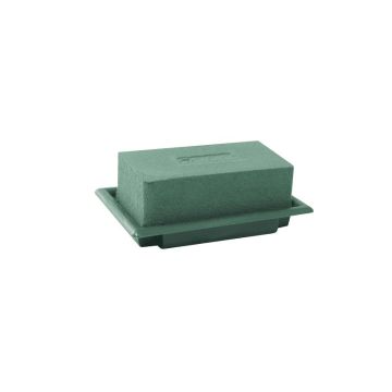 OASIS® Espuma húmeda rectangular para arreglos florales, en bandeja de papel compuesto, verde, 13 x 9 x 5 cm OASIS® Espuma húmeda rectangular para arreglos florales, en bandeja de papel compuesto, verde, 13 x 9 x 5 cm