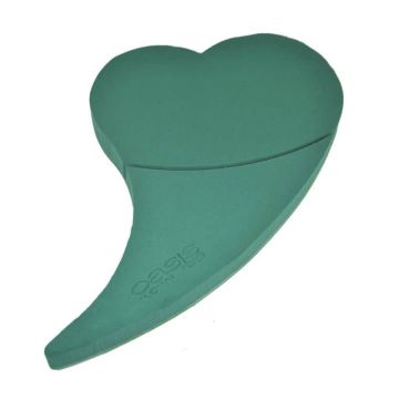 OASIS® Espuma húmeda Corazón con cola, decoración para bodas, base de madera Bioline, ventosa, verde, 50 x 48 x 5 cm