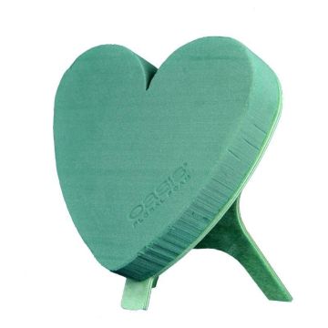 OASIS® Esponja húmeda corazón, decoración para bodas, base de madera Bioline, soporte de madera, verde, 23 x 21 x 6 cm