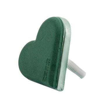 OASIS® Espuma húmeda soporte para ramo de novia corazón con mango de plástico, base de espuma rígida EcoBase, verde, 19 x 19 cm