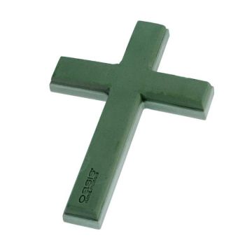 OASIS® Masa para flores secas cruz, floristería funeraria, base de espuma rígida EcoBase, soportes de madera, verde, 46 x 31 x 4,5 cm