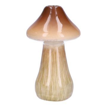 Florero RATBURGA, forma de seta, cerámica, marrón-beige, 16cm, Ø9cm