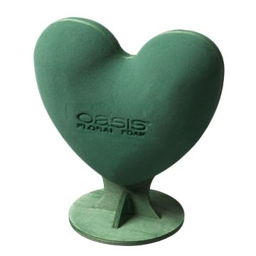 OASIS® Espuma húmeda Corazón 3D, decoración para bodas, soporte de madera Bioline, verde, 30 x 28 x 17 cm