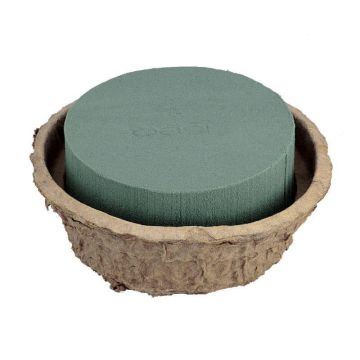 OASIS® Esponja redonda húmeda para arreglos florales de para arreglos florales, recipiente de papel reciclado Biolit, verde, 6 cm, Ø 14 cm