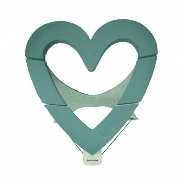 OASIS® Esponja húmeda corazón abierto, decoración para bodas, base de madera Bioline, soporte de madera, verde, 43,5 x 43 x 4 cm